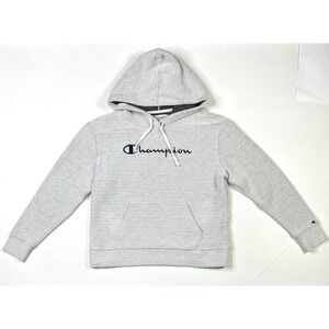 Champion Hoodie Men's Small Embroidered Logo Gray Long Sleeve Pullover